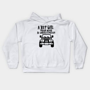 A jeep girl should never be underestimated! Kids Hoodie